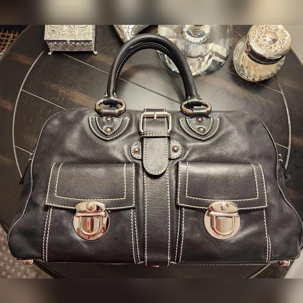 Marc Jacobs Black Leather Satchel with Silver Details - Picture 9 of 16